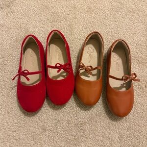 Kids Red and Brown Ballet Flats
